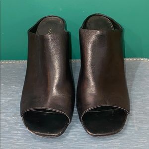 Black Leather Mules